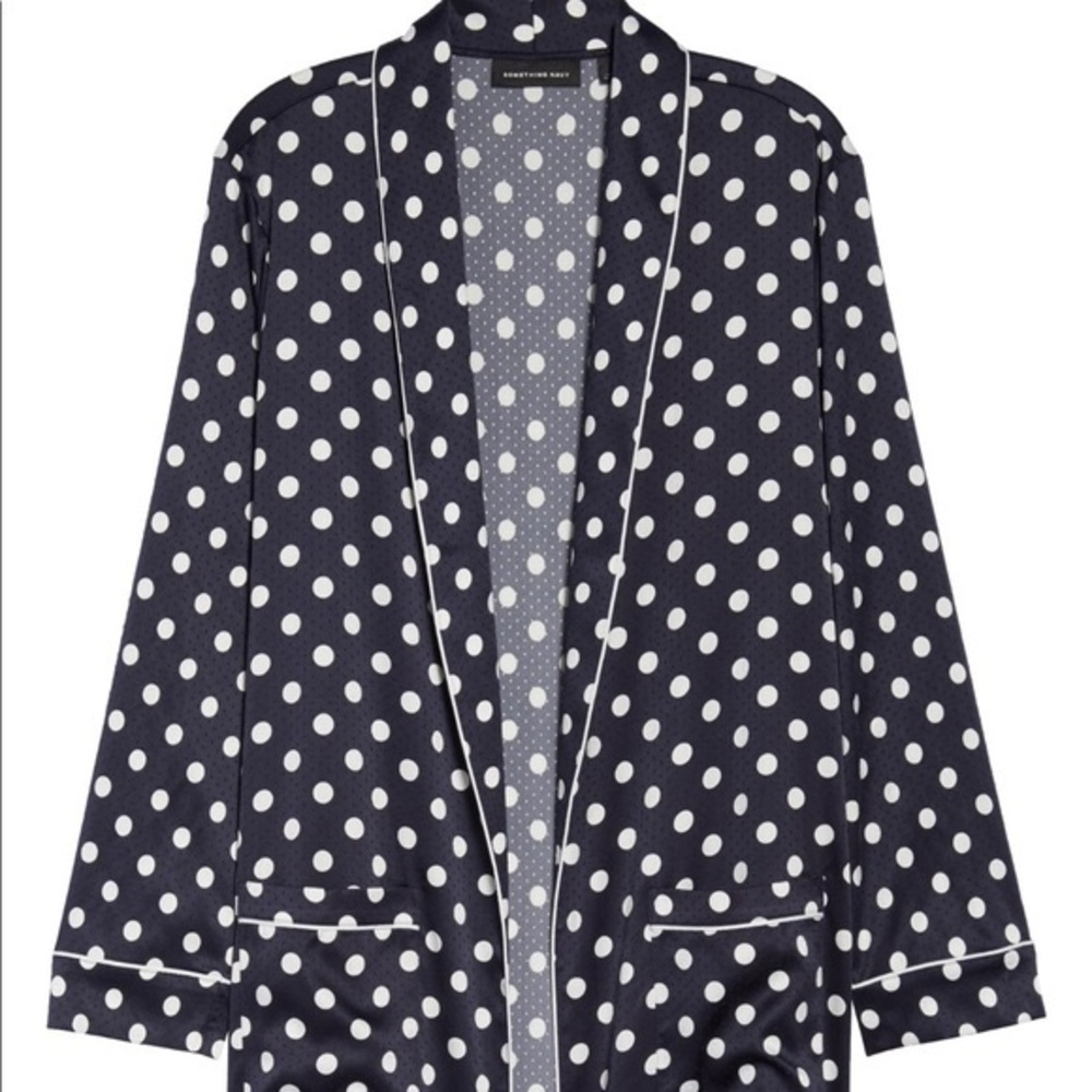 Something Navy polkadot sleep blazer robe